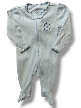 🎀 Carter's Light Blue Floral Coquette Footed One-Piece
